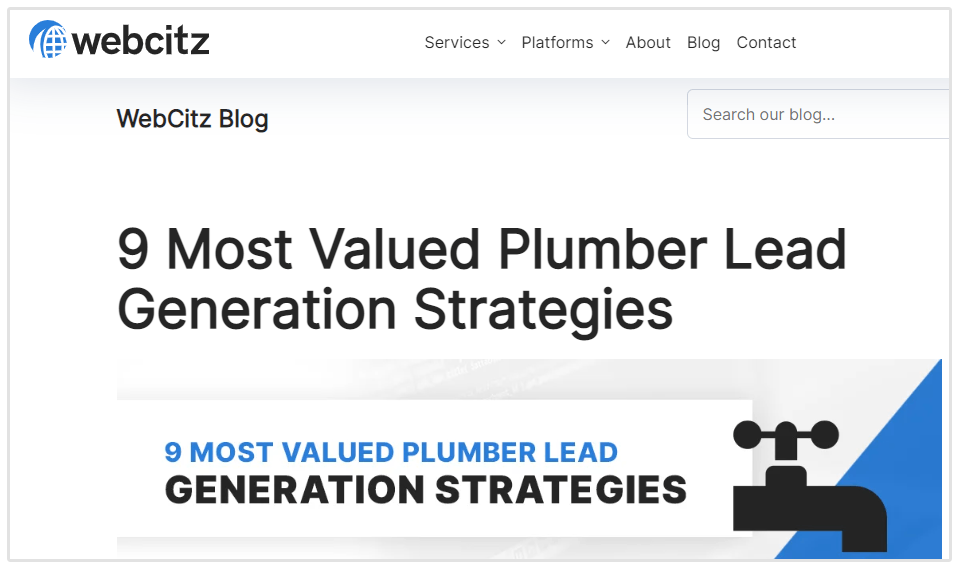 Plumber SEO blog post